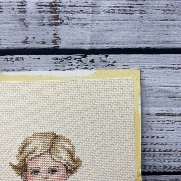 Vintage Finished Cross Stitch English Victorian Boy w/ Duck 1989 16x12" Nursery - Picture 14 of 16